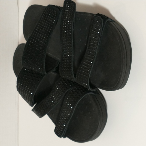 Vionic Alexis Platform Strappy Sandal, Black, Rhinestones, Arch Support - Picture 2 of 10